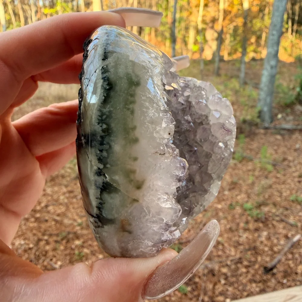Green Agate Druzy Quartz Heart | Natural Crystal Druzy | Healing Crystal 0032 - Picture 5 of 10